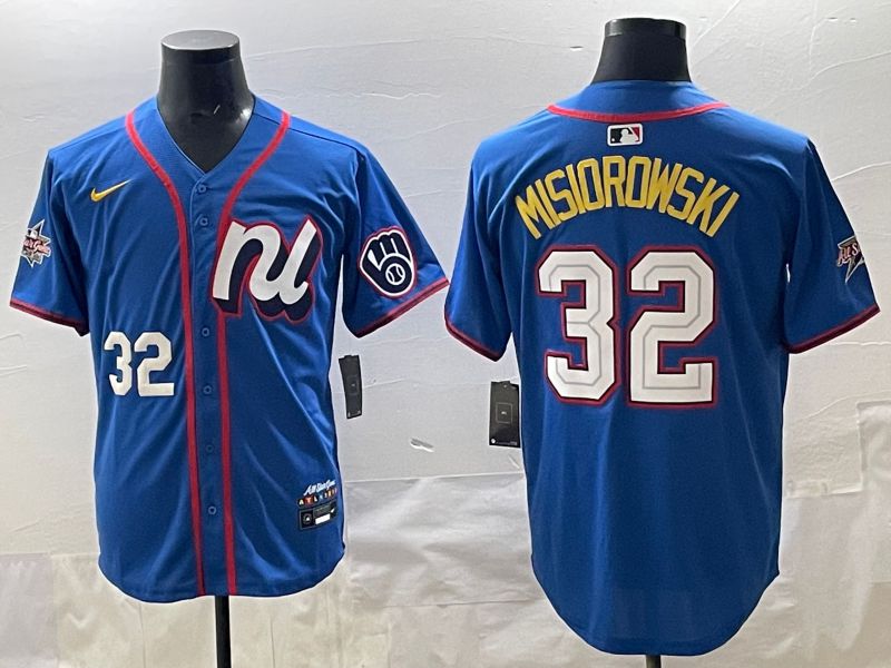 Men 2025 Milwaukee Brewers #32 Misiorowski Blue All star Nike MLB Jersey style 02->milwaukee brewers->MLB Jersey